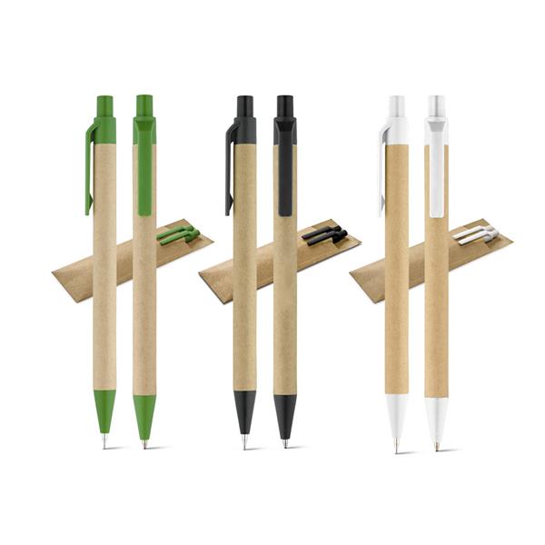 LEAF. Conjunto de esferográfica com escrita em azul e lapiseira em papel kraft - 91846