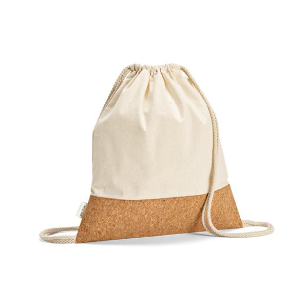 MANAUS BPACK. Sacola tipo mochila em 70% algodão reciclado e 30% poliéster reciclado (180g/m²) com base em cortiça - 923