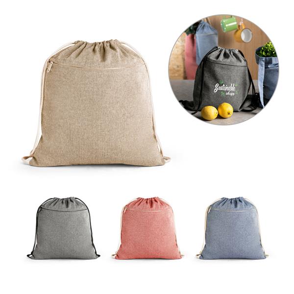 CHANCERY. Sacola tipo mochila eem 70% algodão reciclado e 30% poliéster reciclado sem tingimento (140 g/m²) - 92928